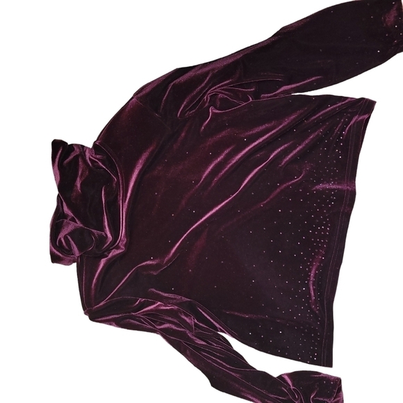 Vintage Cache Velvet Rhinestones Turtleneck Burgundy M - Picture 1 of 2